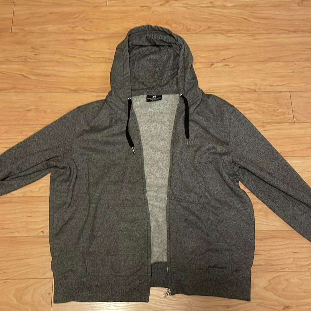 H&M grey zip-up sweatshirt, size XL, regular fit